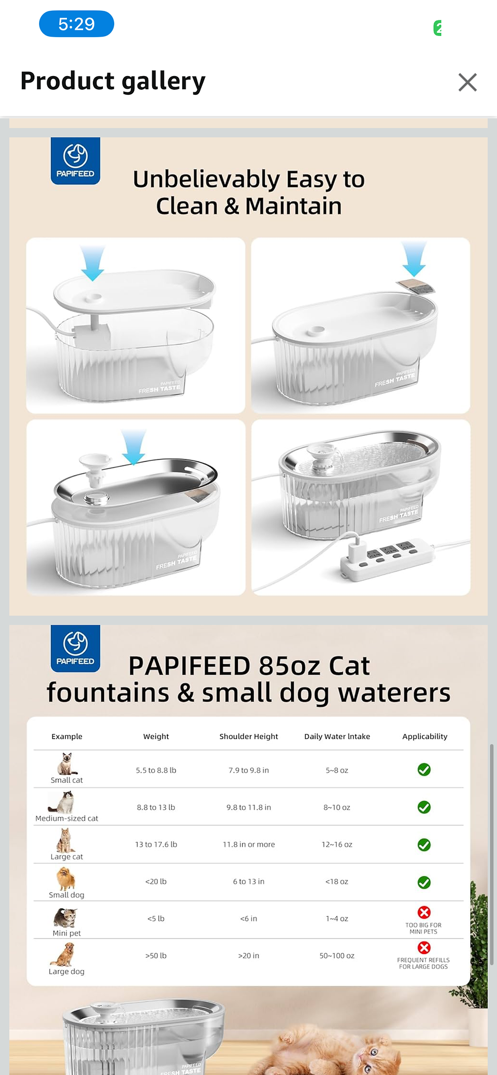 Thumbnail: PAPIFEED Smart Pet Water Dispenser – 2.5L Stainless Steel Fountain