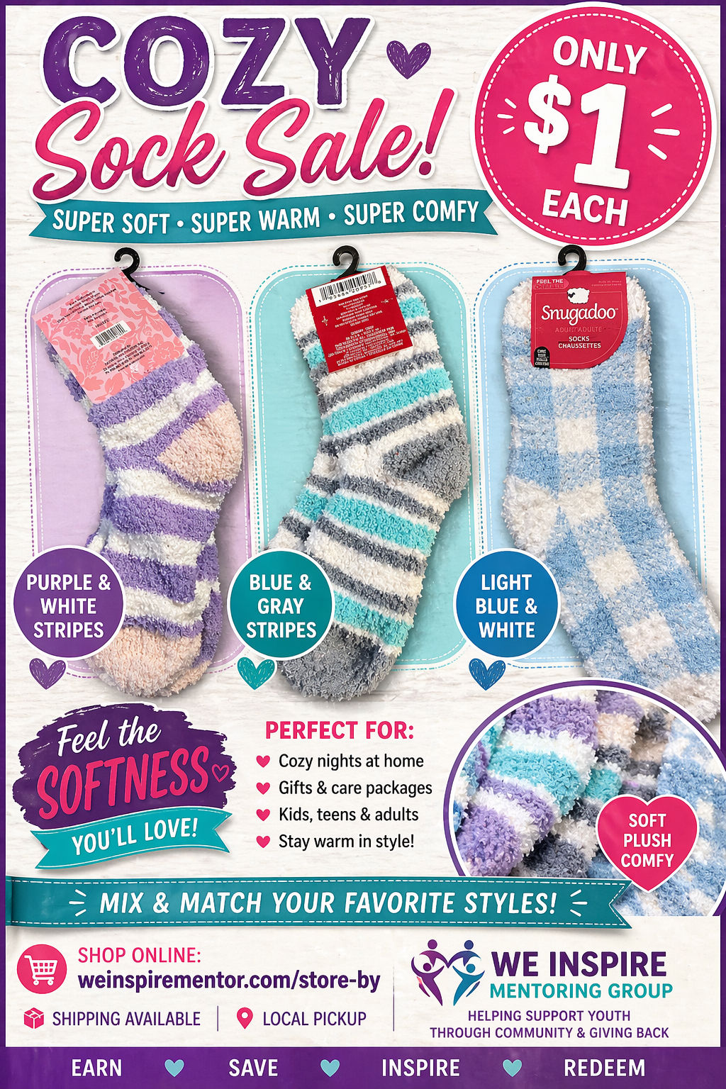 🧦 Super Soft Cozy Slipper Socks – Assorted Styles (One Size)