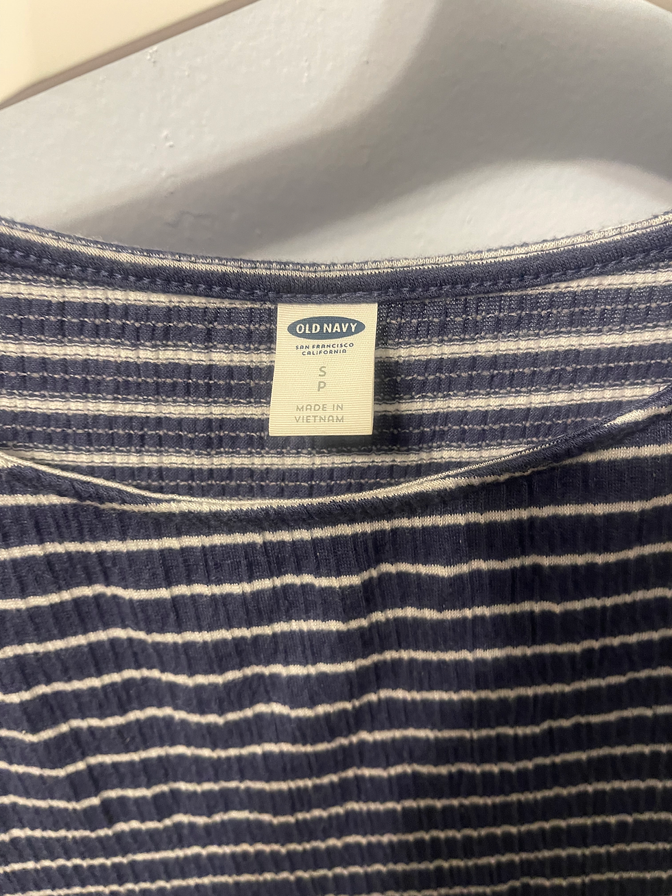Thumbnail: Old Navy Womens Blouse small Blue striped Stretch pullover
