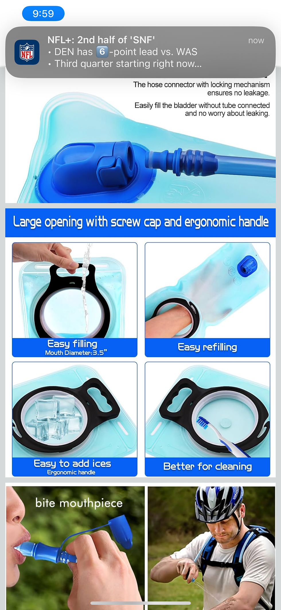 Thumbnail: Hydration Bladder, 1.5-2-3L Water Bladder for Hiking Backpack, BPA-Free Leak Pro