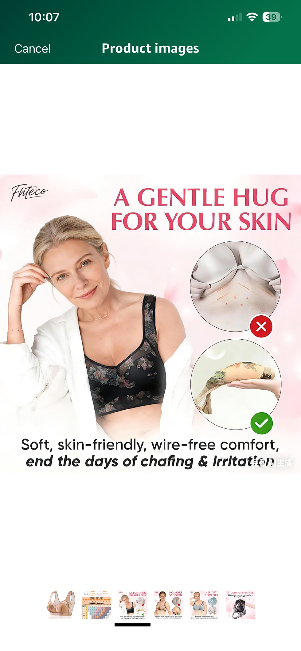 Thumbnail: Wireless Comfort Support Bra (Floral Lace – Medium)