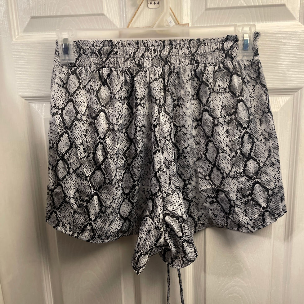 Thumbnail: Allie Rose Gray And Black Snake Print Silky Shorts Size medium 