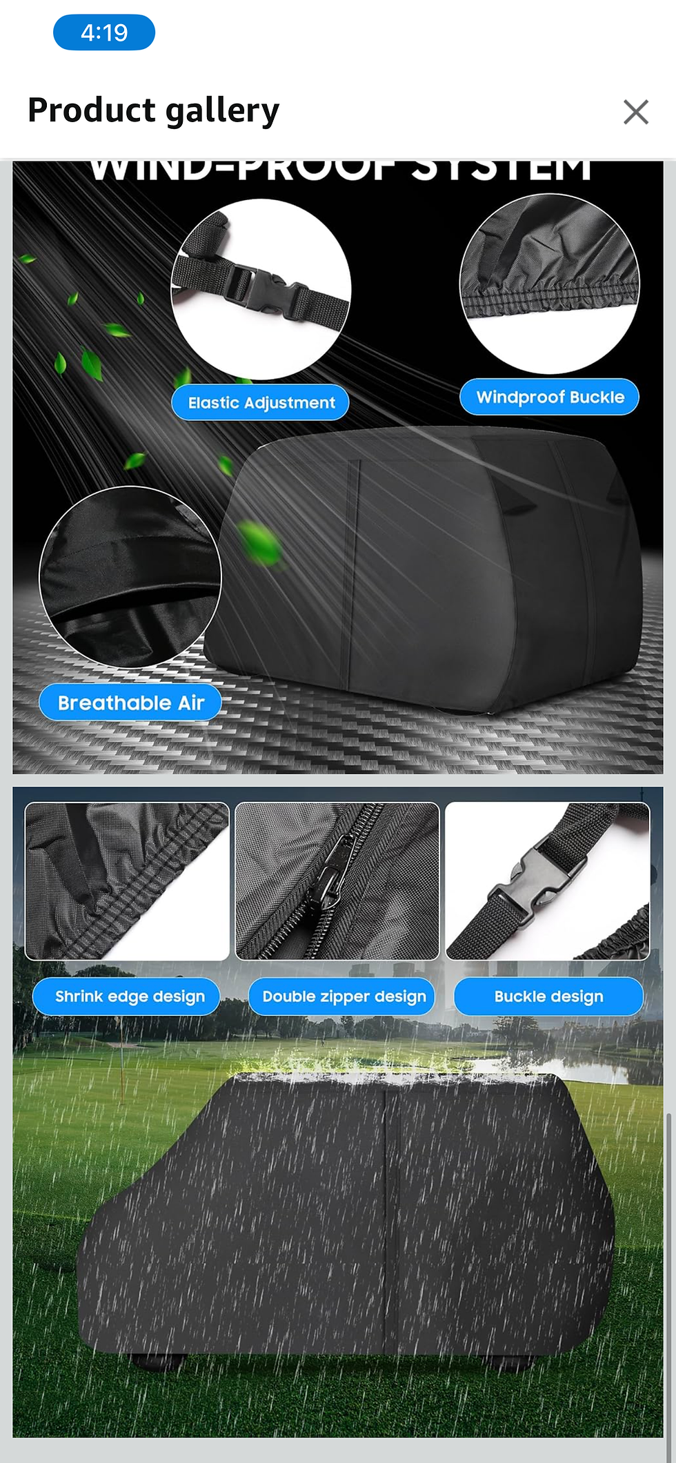 Thumbnail: Golf Cart Cover 4 Passenger Heavy Duty, 420D Waterproof Golf Cart Accessories Ex