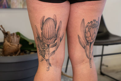 Fine line botanical tattoo by Nadadora Tattoo in Nelson NZ