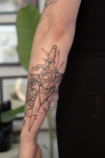 Fine line botanical tattoo by Nadadora Tattoo in Nelson NZ