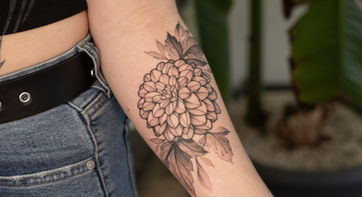 Fine line botanical tattoo by Nadadora Tattoo in Nelson NZ