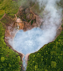 Drone shot of Boiling Lake.