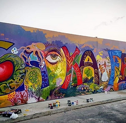 A finished mural  in Dominica depicting the Nature Isle's beauty