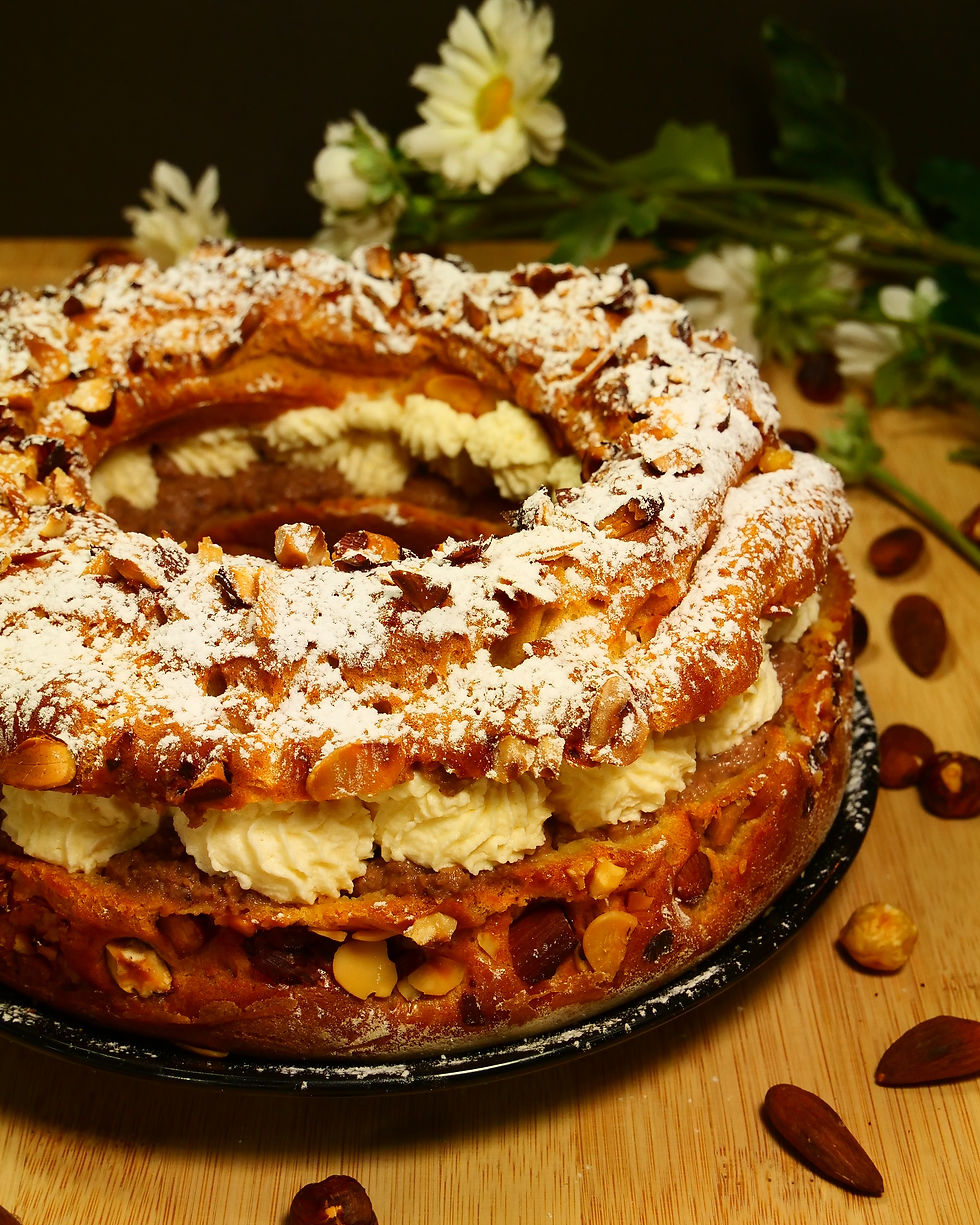 Paris Brest praliné et chocolat blanc