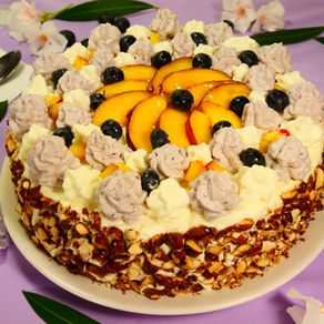Gâteau biscuit cuillère à la mousse nectarines-myrtilles