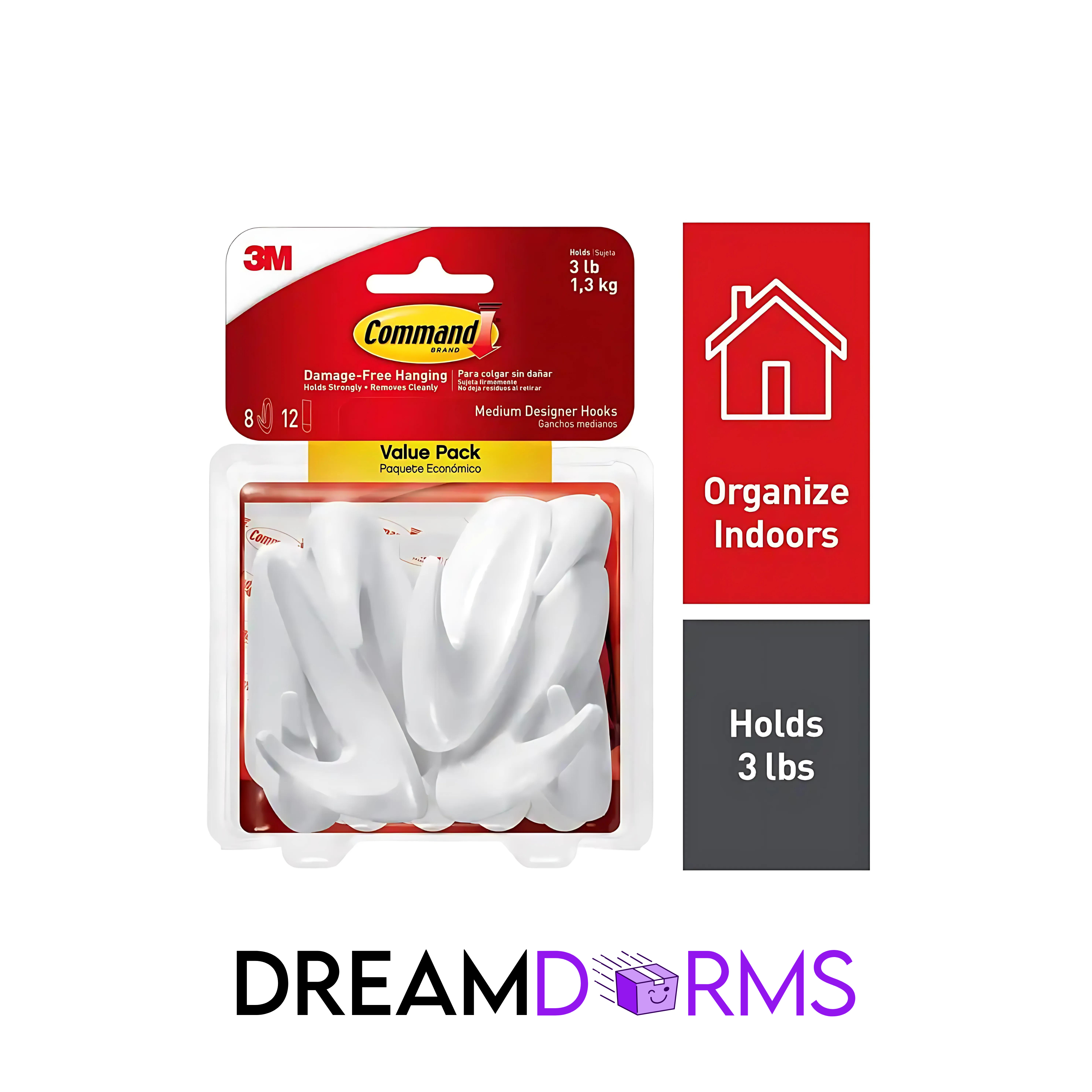 Command Medium, 8 Wall Hooks