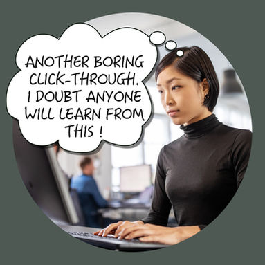Person at computer worried that their training will be boring.