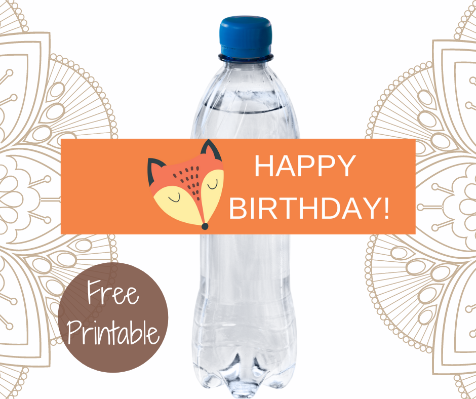 rustic animal water bottle label for a kids birthday party
