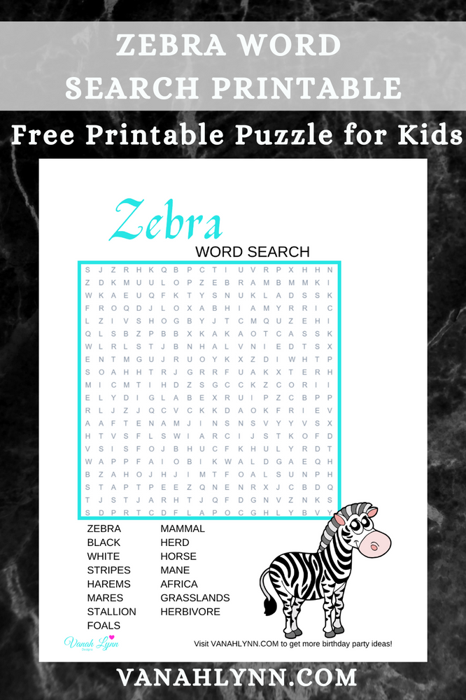 free zebra word search printable zebra themed activity