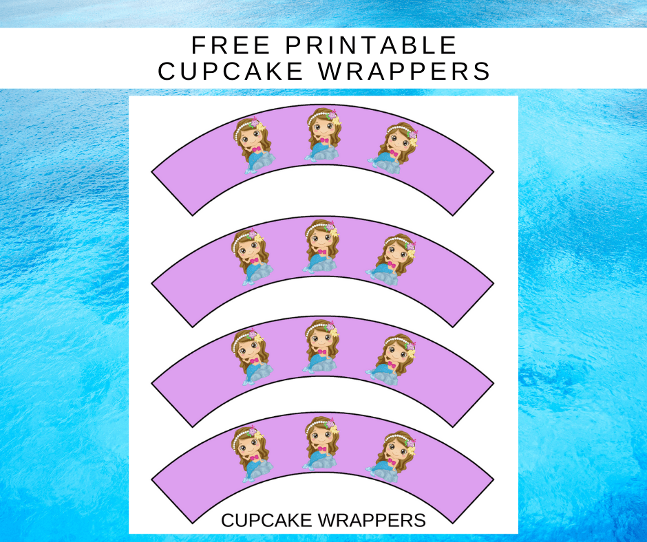 mermaid 1st birthday party cupcake wrappers