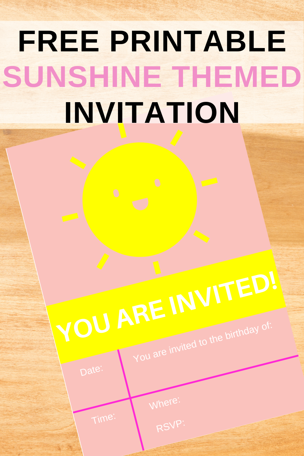free download: sunshine themed birthday party invite