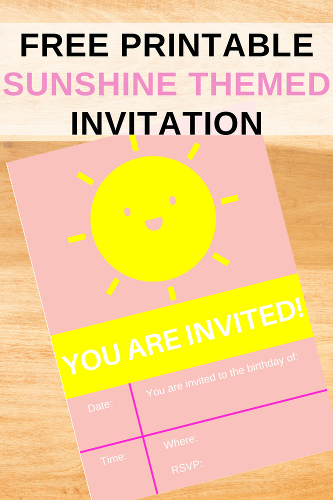 Sunshine Invite | FREE Printable Sunshine Invitation | Sunshine Themed