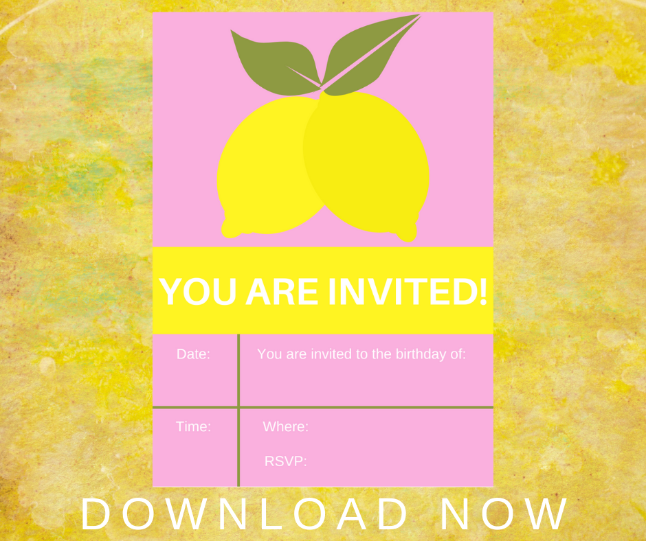 lemonade themed birthday party invitation for kids
