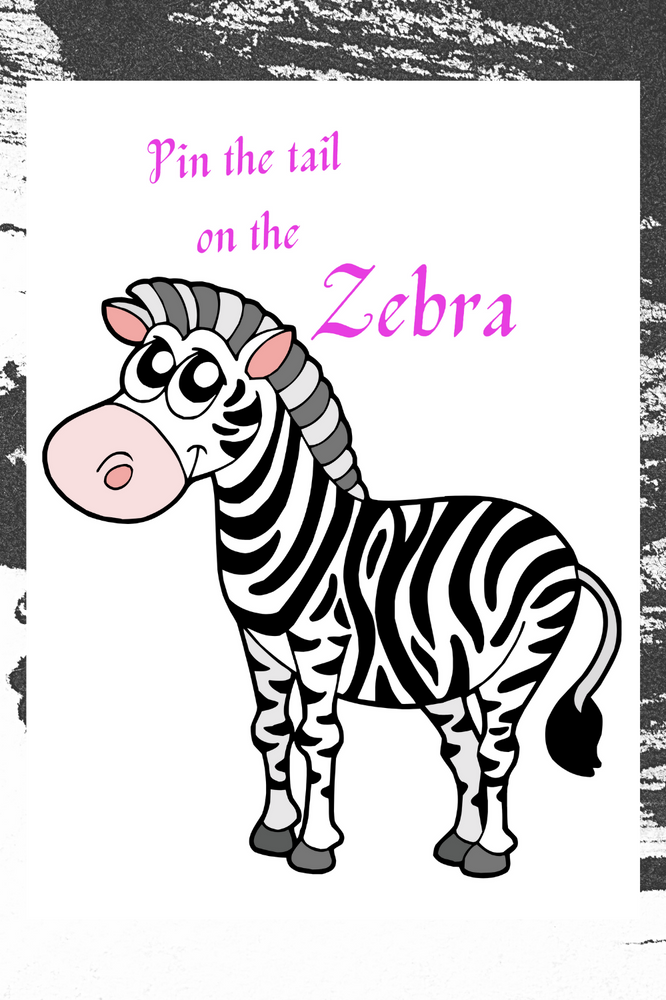 FREE Zebra Party Game: Pin the Tail on the Zebra | Zebra Birthday Party Activity Ideas Printable