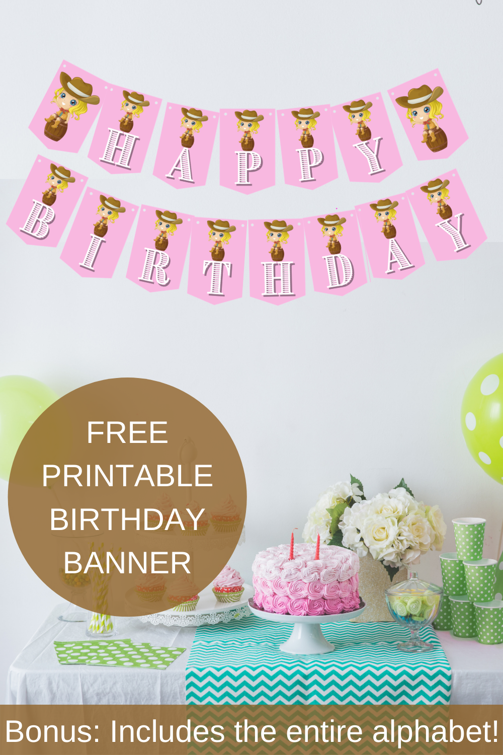 Cowgirl Happy Birthday Banner and Alphabet Banner