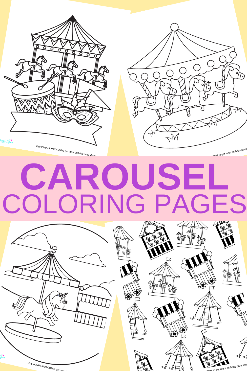 free download carousel coloring pages for a birthday party