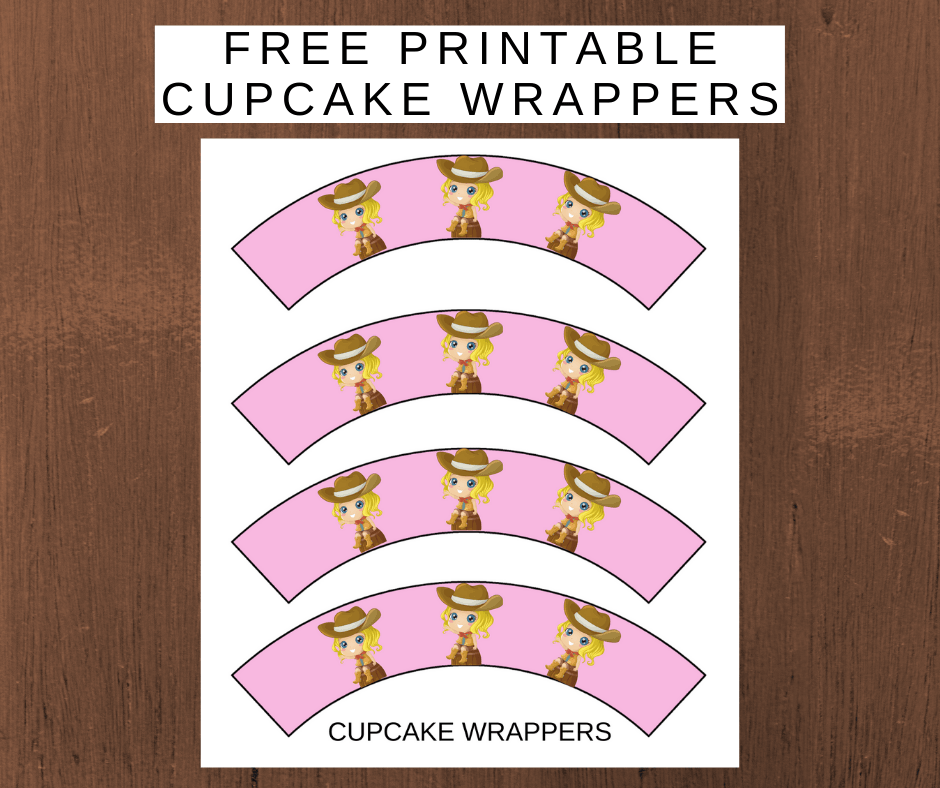 pink cowgirl party theme cupcake wrappers