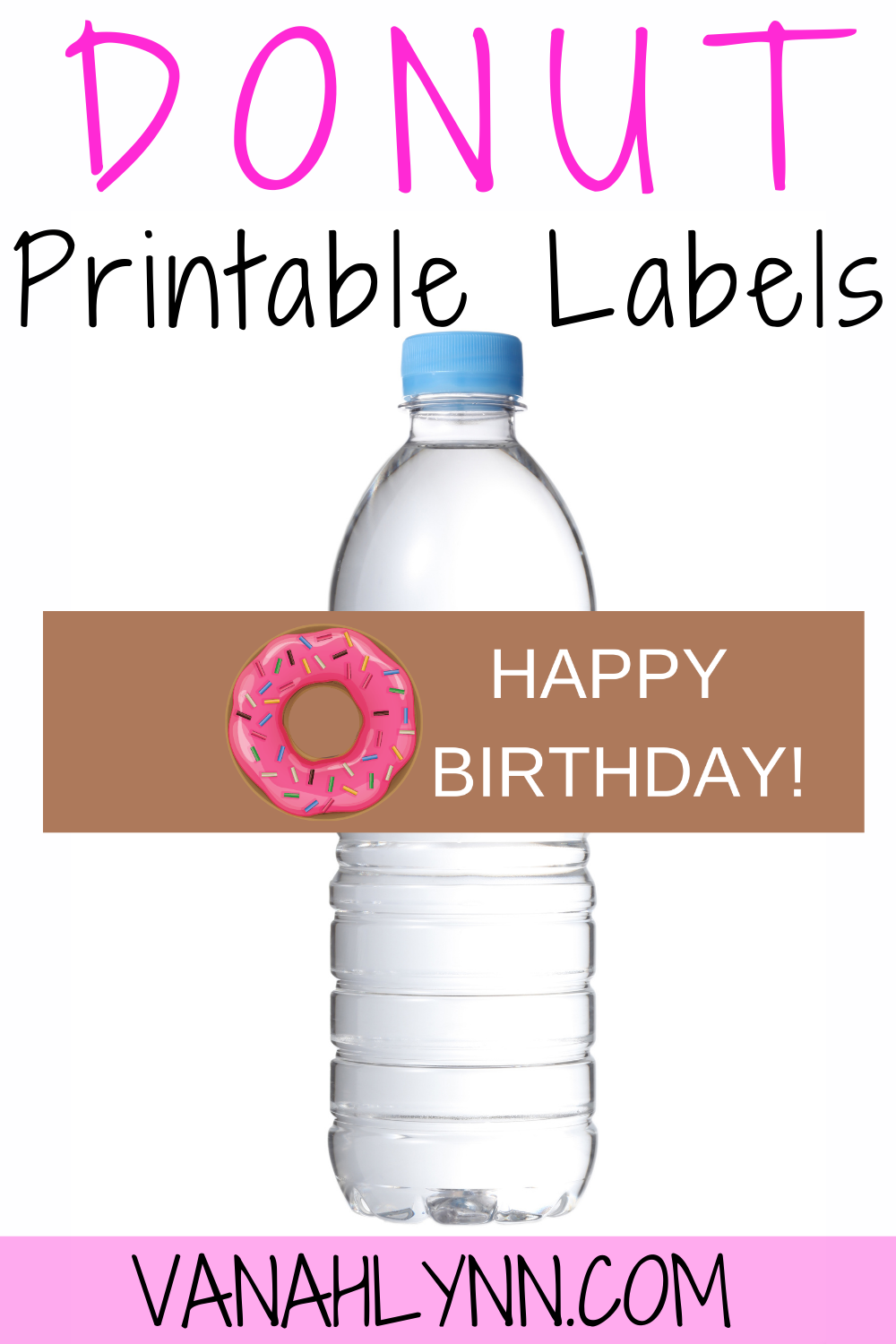 free download: donut water bottle label, birthday party décor