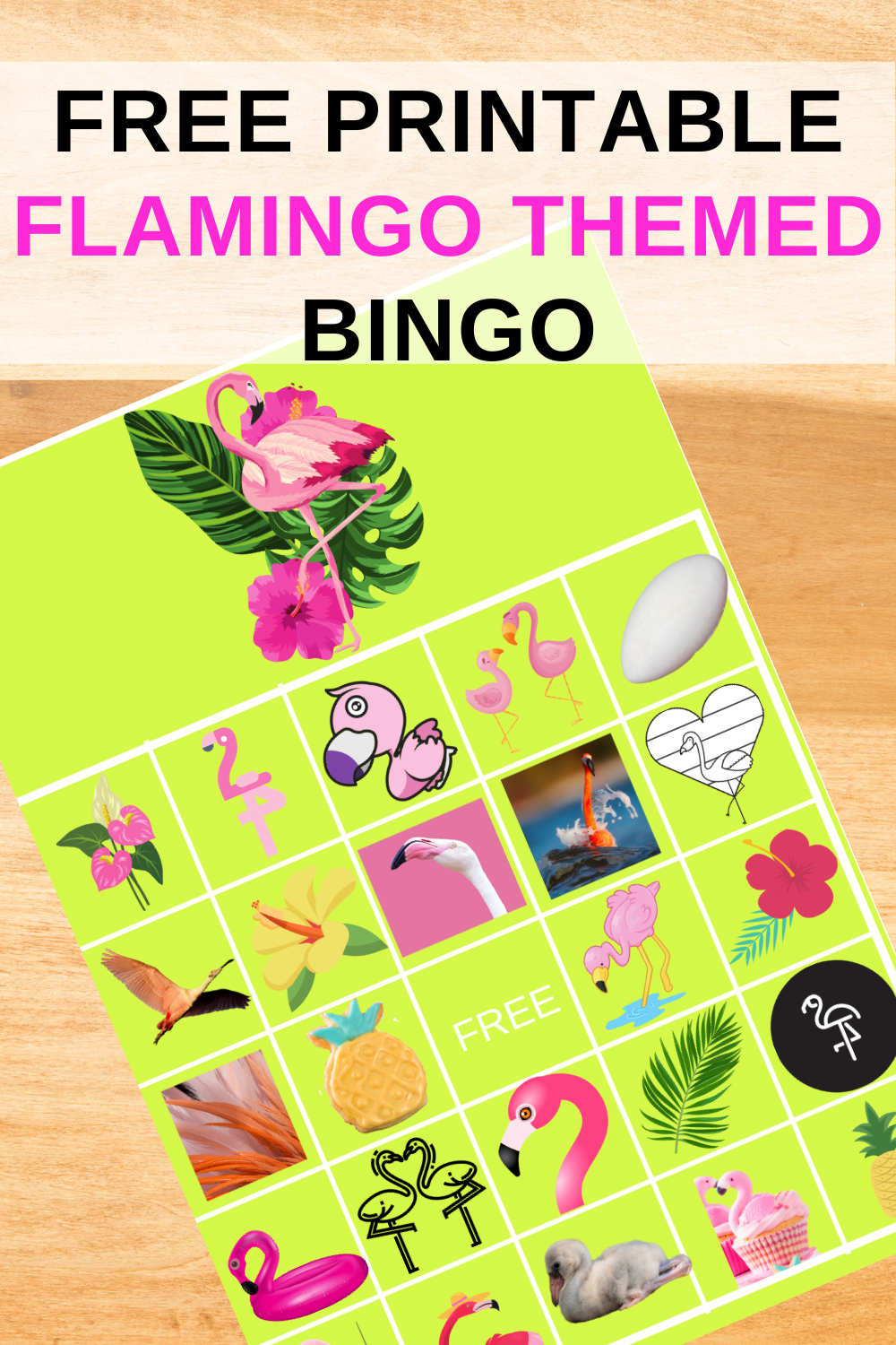 tropical flamingo birthday party bingo game