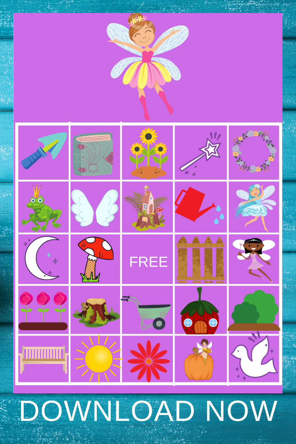 Fairy garden bingo game for a little girls birthday party
