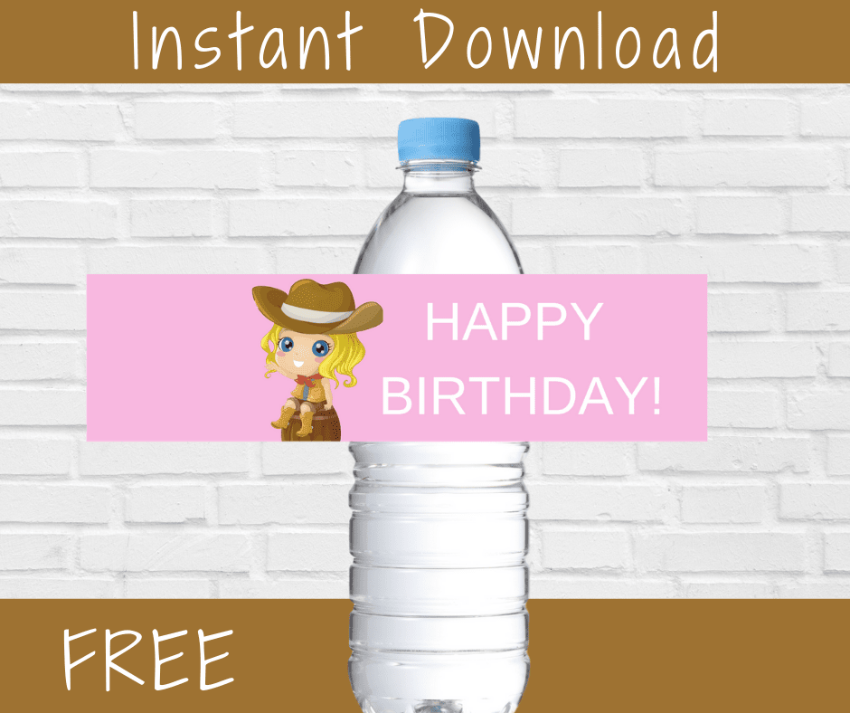 cowgirl birthday party decoration ideas - water bottle labels