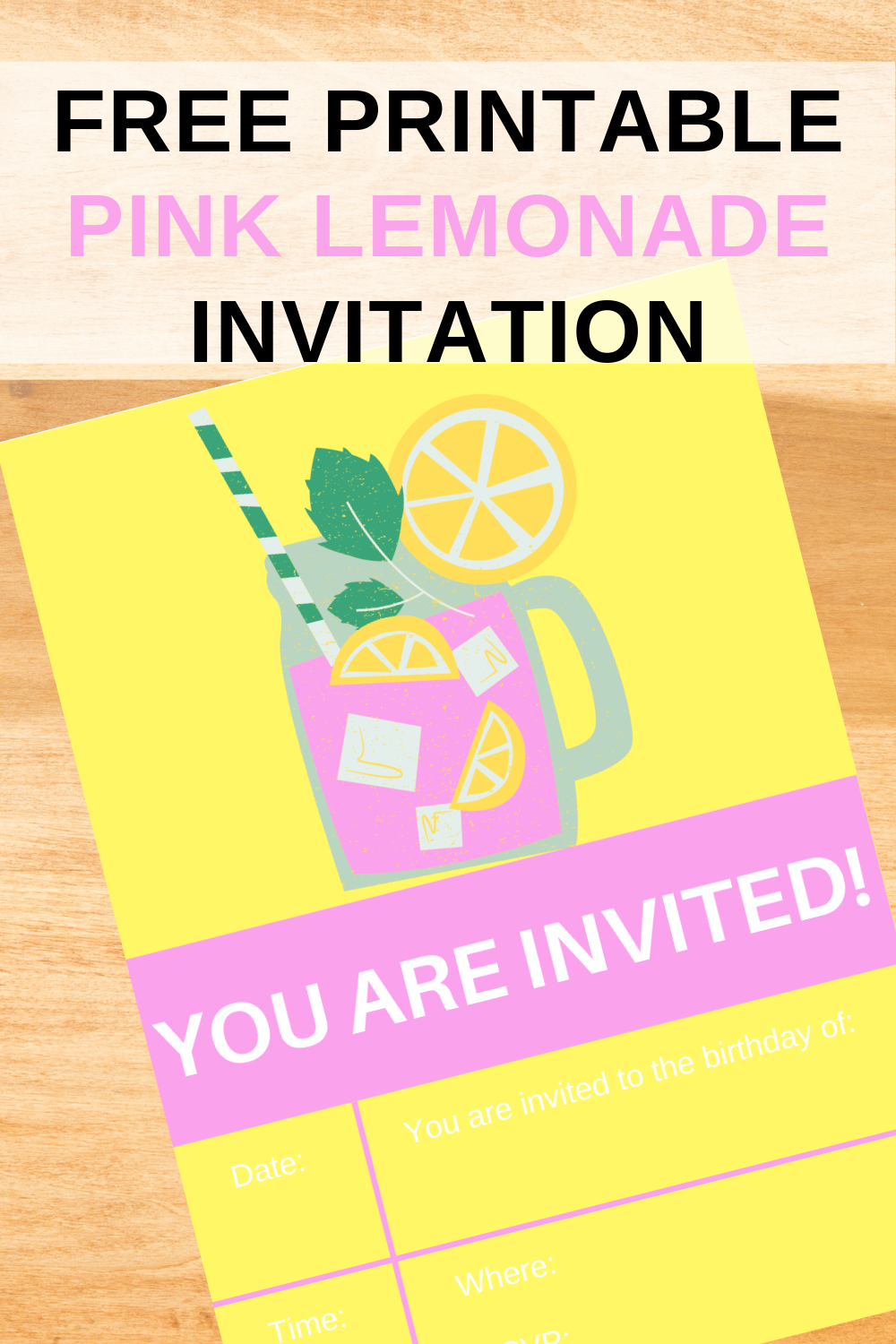 first birthday party pink lemonade birthday invitation