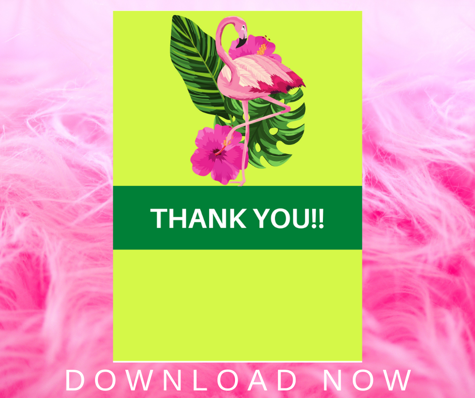 flamingo birthday party thank you note for kids