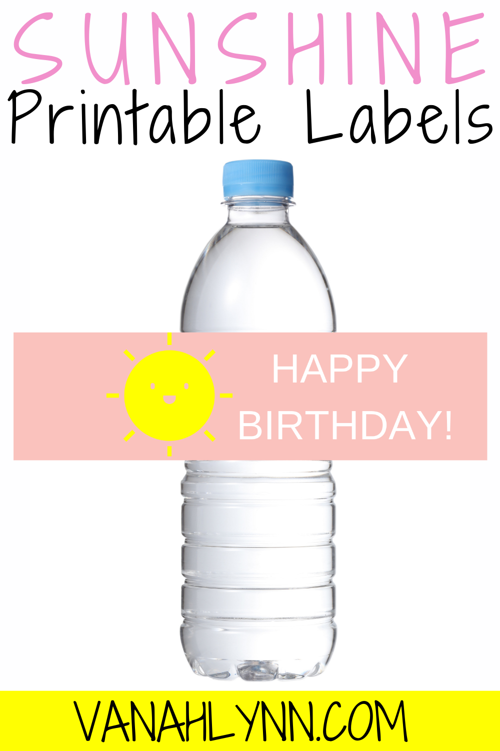 girls sunshine first birthday party water bottle label