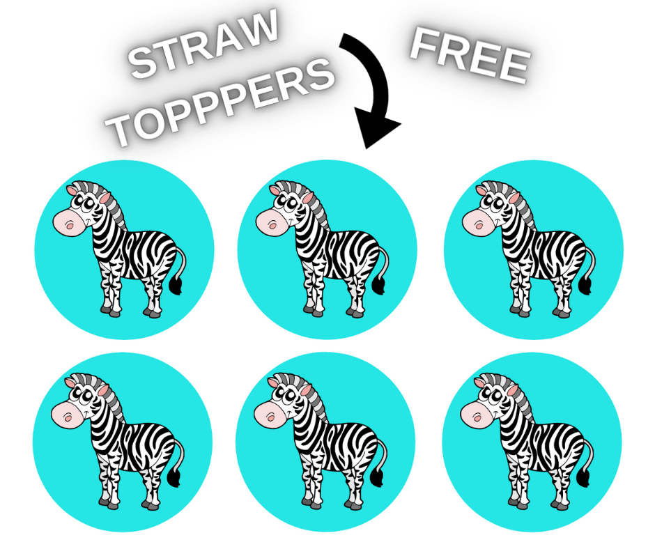 zebra straw toppers for birthday party