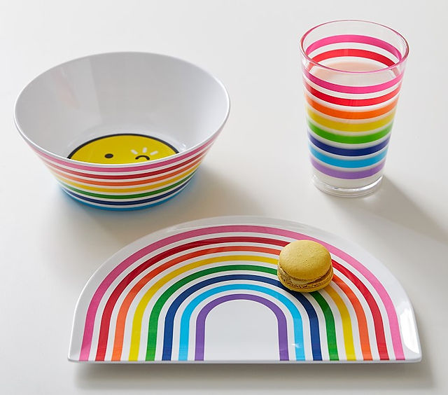 boy rainbow gift, rainbow dish set for little kids