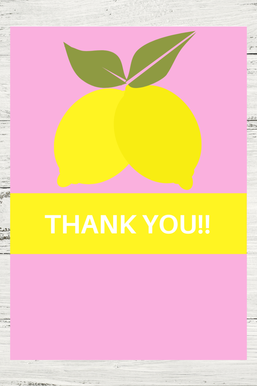 little girls lemonade themed thank you note for a birthday party