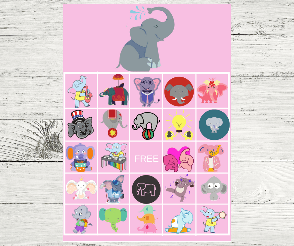 baby elephant bingo cards