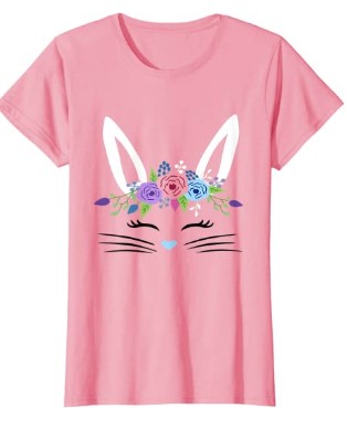 easter t shirts for adults, pink rabbit t-shirt for women