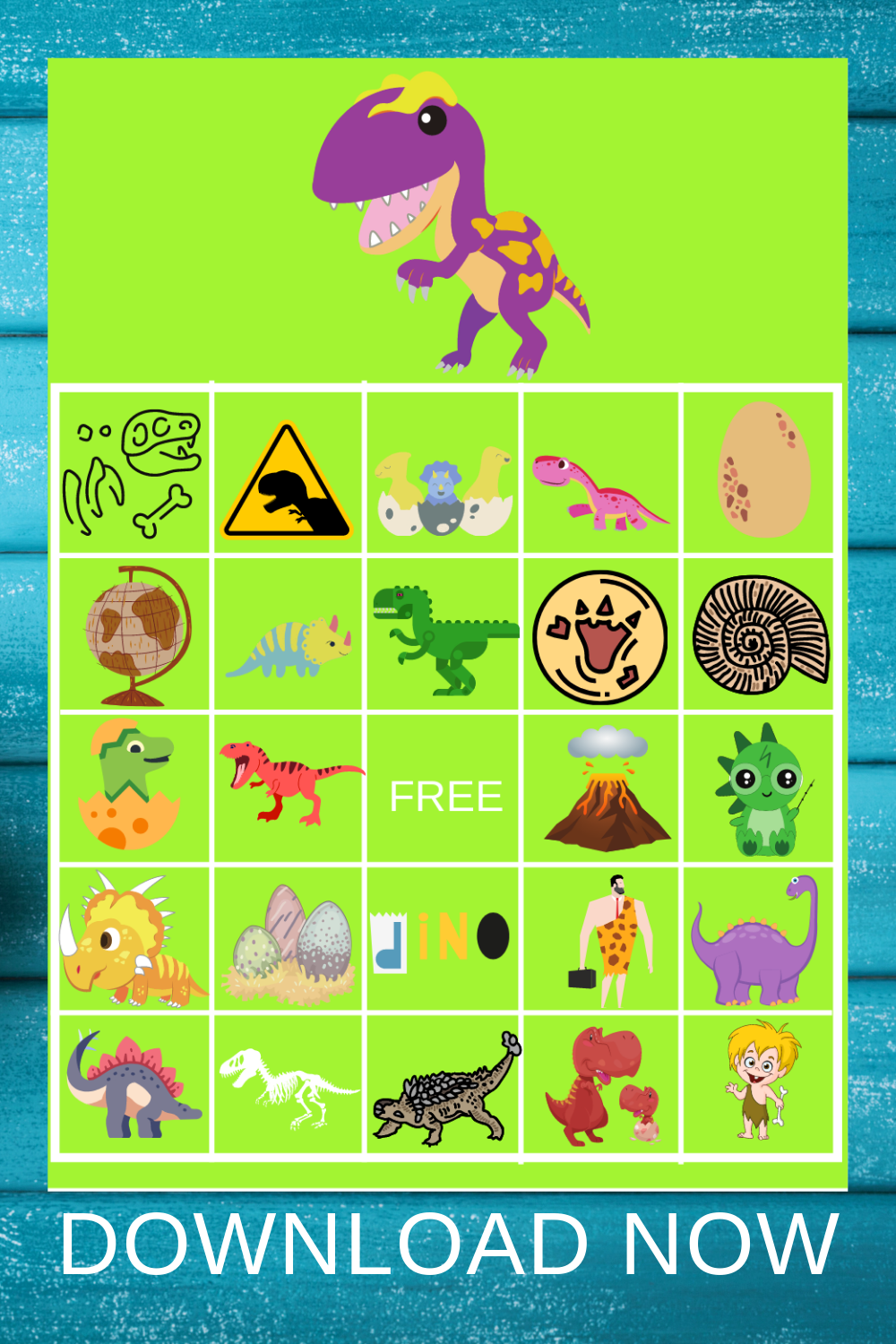 dinosaur BINGO game for a 1st birthday party
