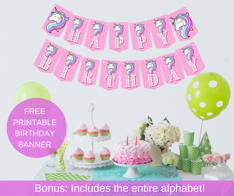 unicorn birthday banner for a little girls birthday party