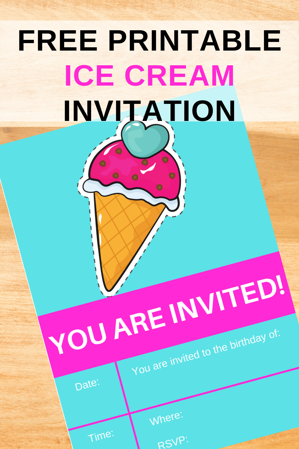 ice cream birthday party invite for toddlers