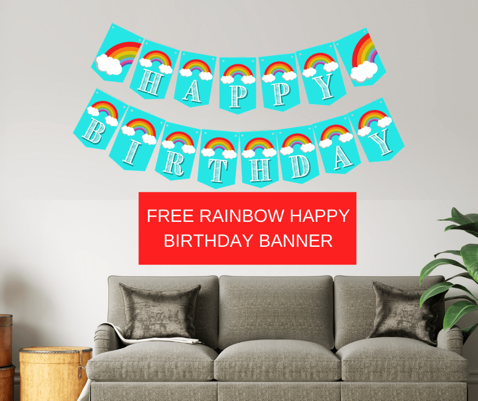 rainbow birthday banner printable free