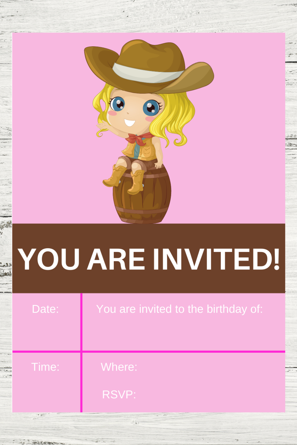 first birthday cowgirl birthday party invitation card