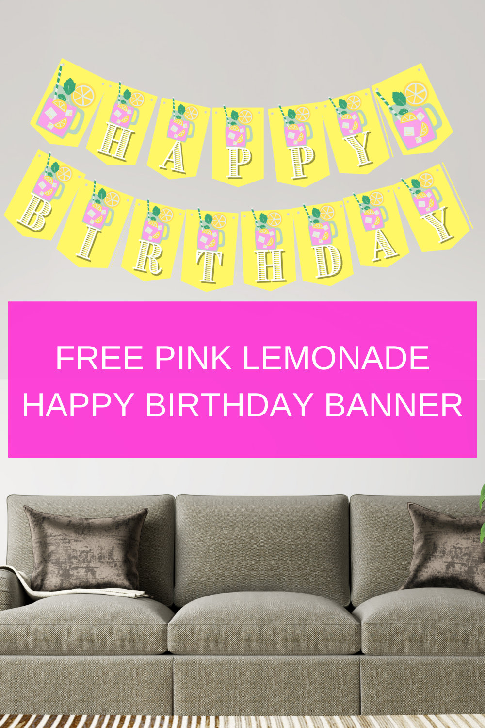 Pink lemonade birthday banner for little girl