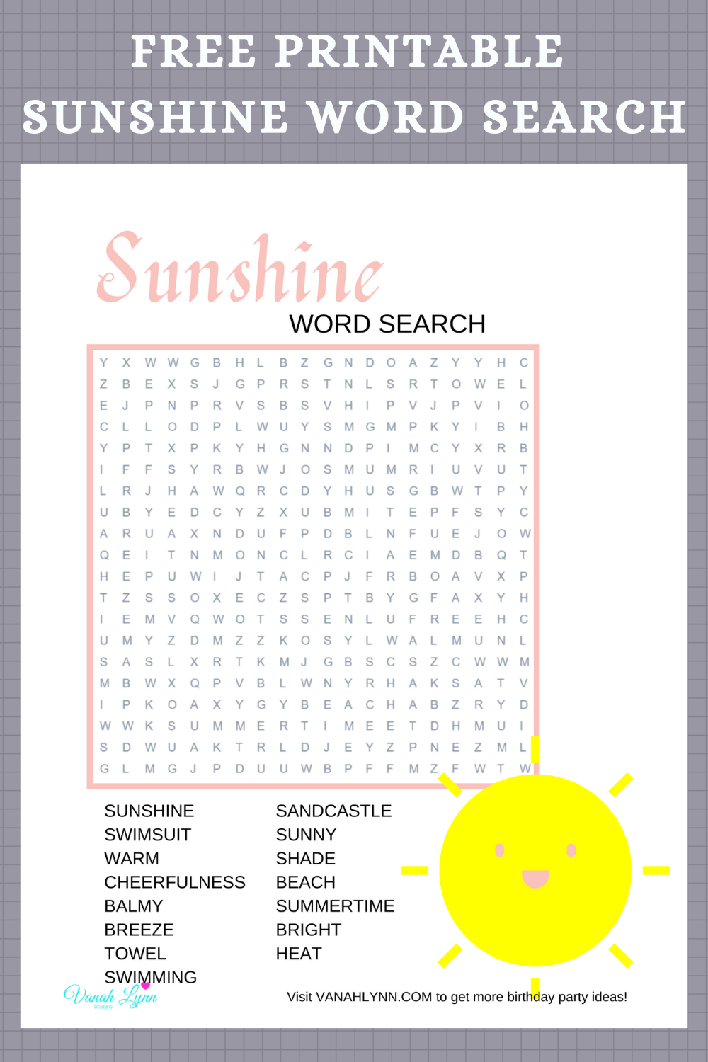 free download: sunshine themed birthday party games