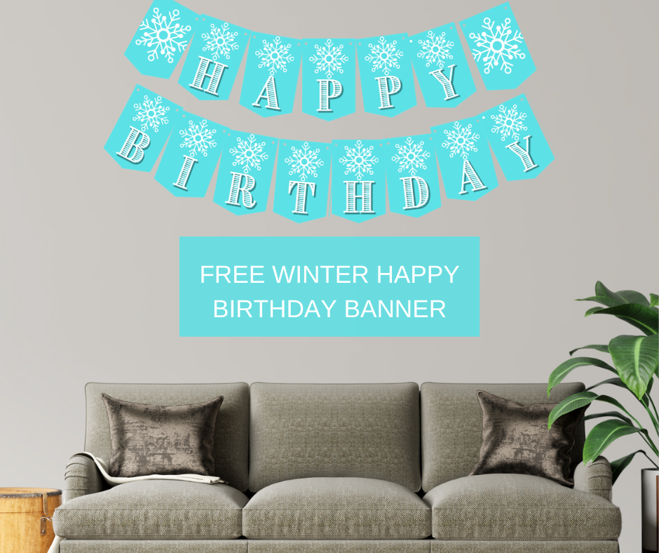 winter themed happy birthday banner