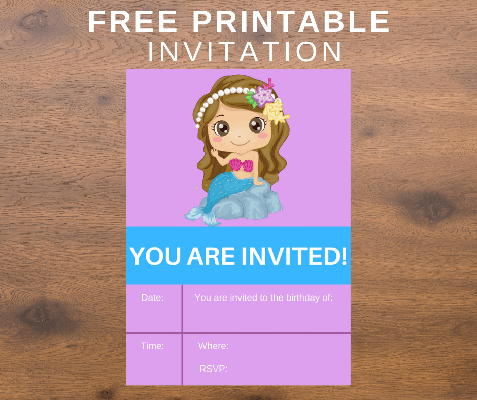 Mermaid Invite FREE Printable Mermaid Invitation Mermaid Birthday