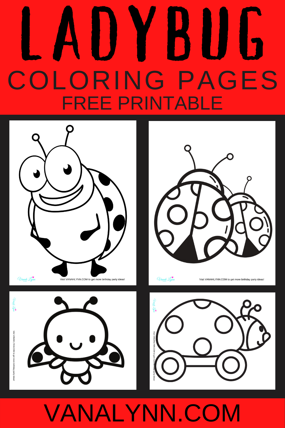 ladybug birthday party activity sheets for kids