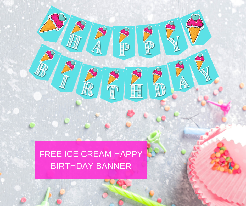 Ice Cream birthday party banner for 1st birthday
