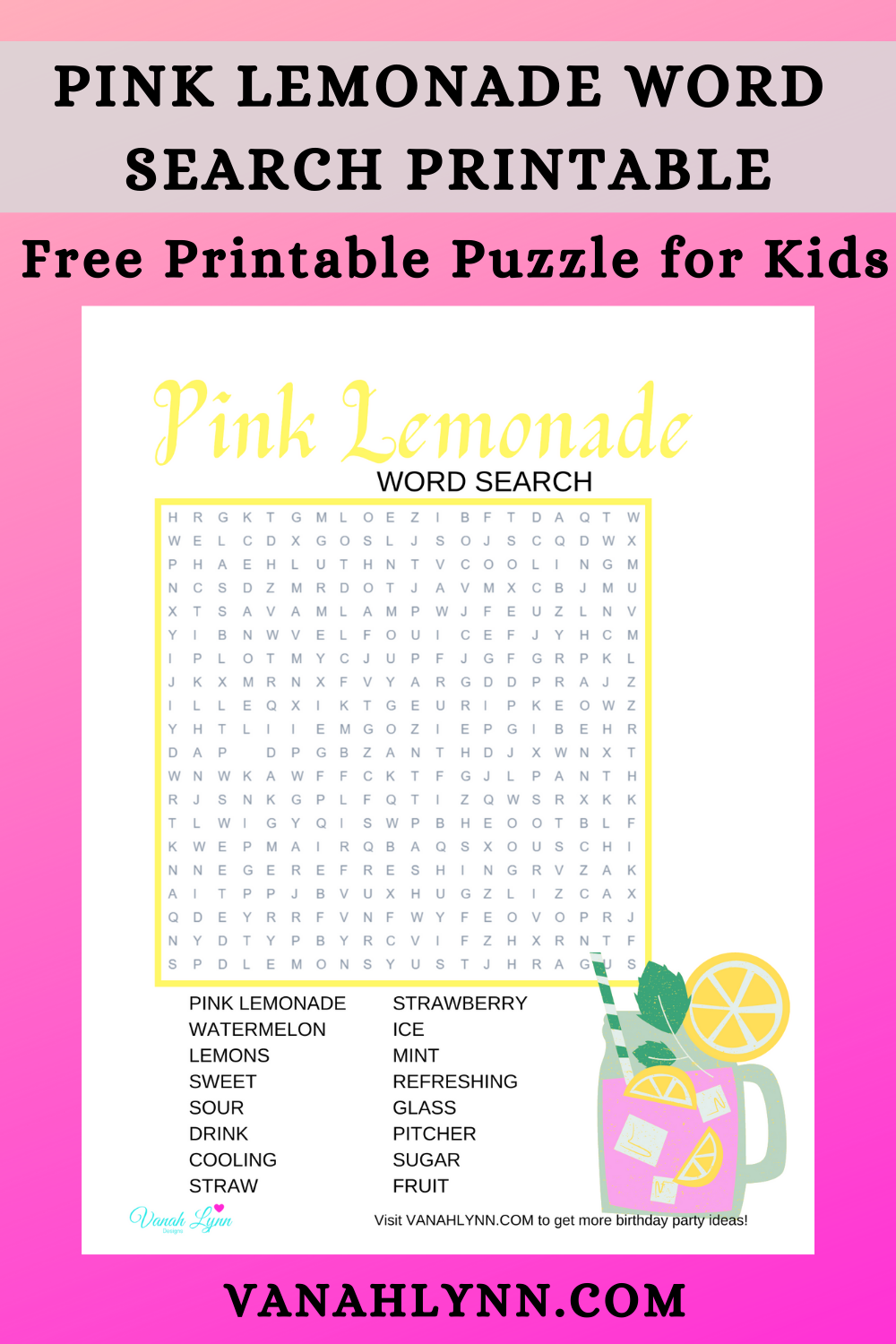 pink lemonade party game ideas for little kids